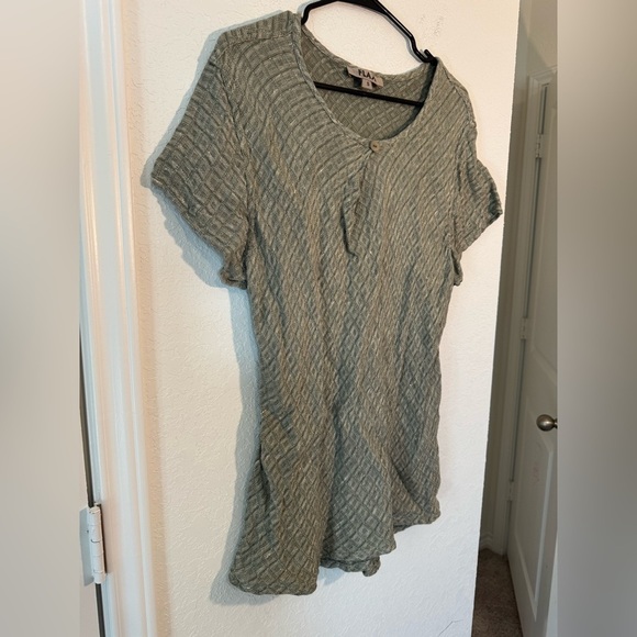 Flax Linen Short Sleeve Top Green Diamond Womens Size Small - Picture 2 of 9